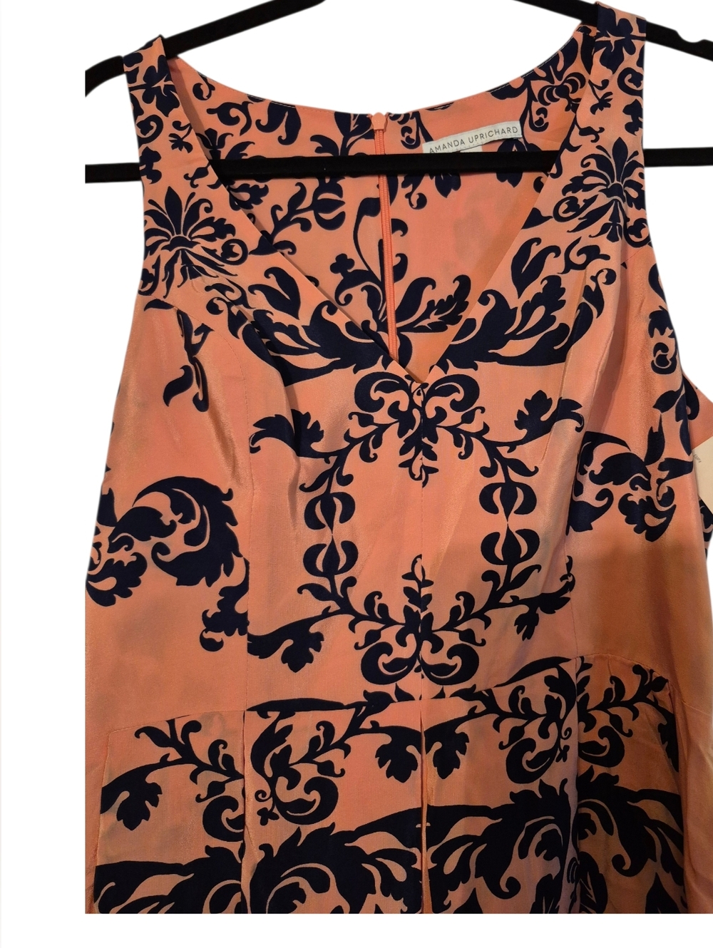 Amanda Uprichard NWT 100% Silk Pink/ Navy Sleeveless Mini Dress Medium - Picture 3 of 6